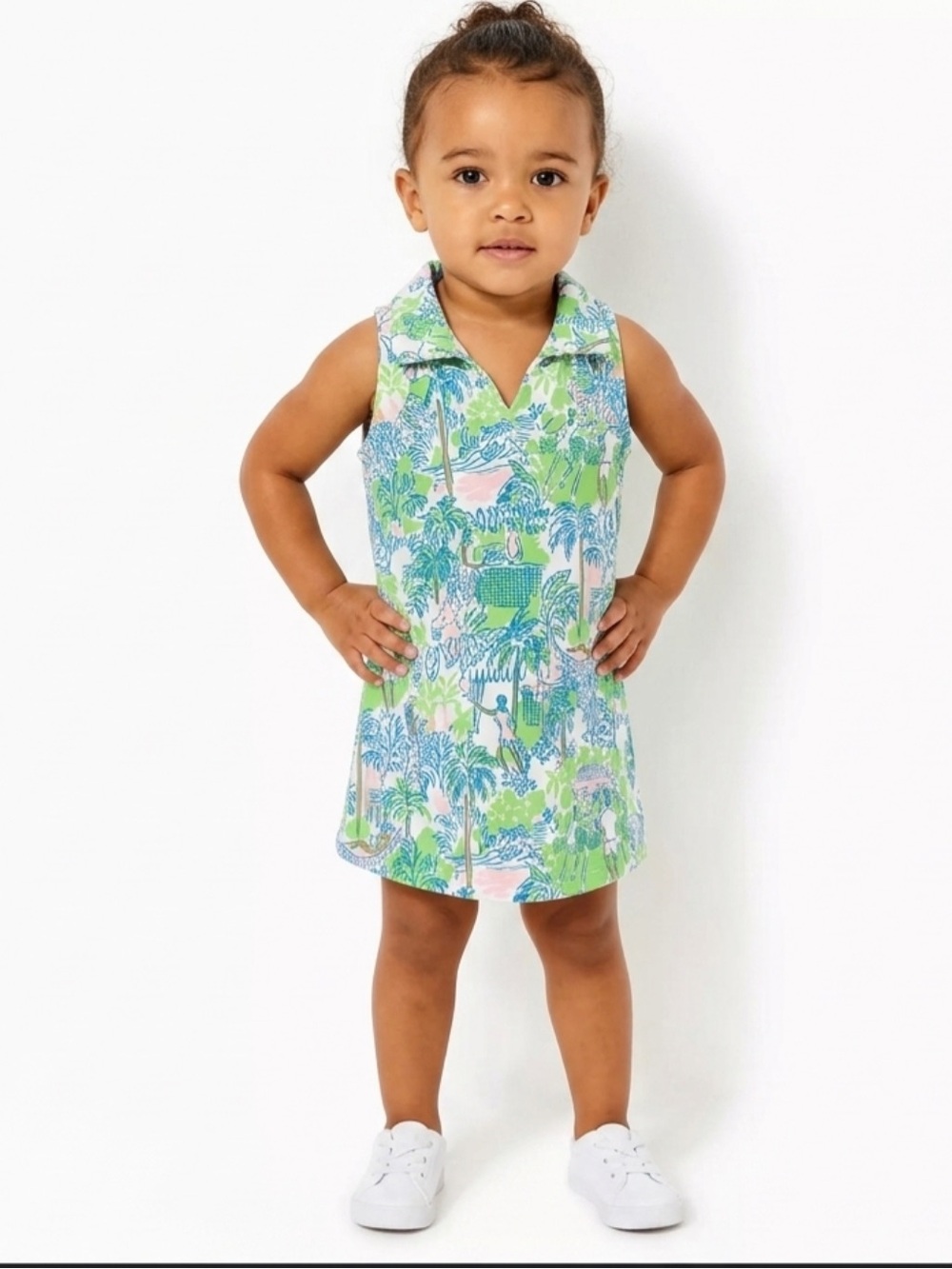 Girls Mini Luxletic Martini Polo Dress In Orb Green Serving It Up size xs/2-3